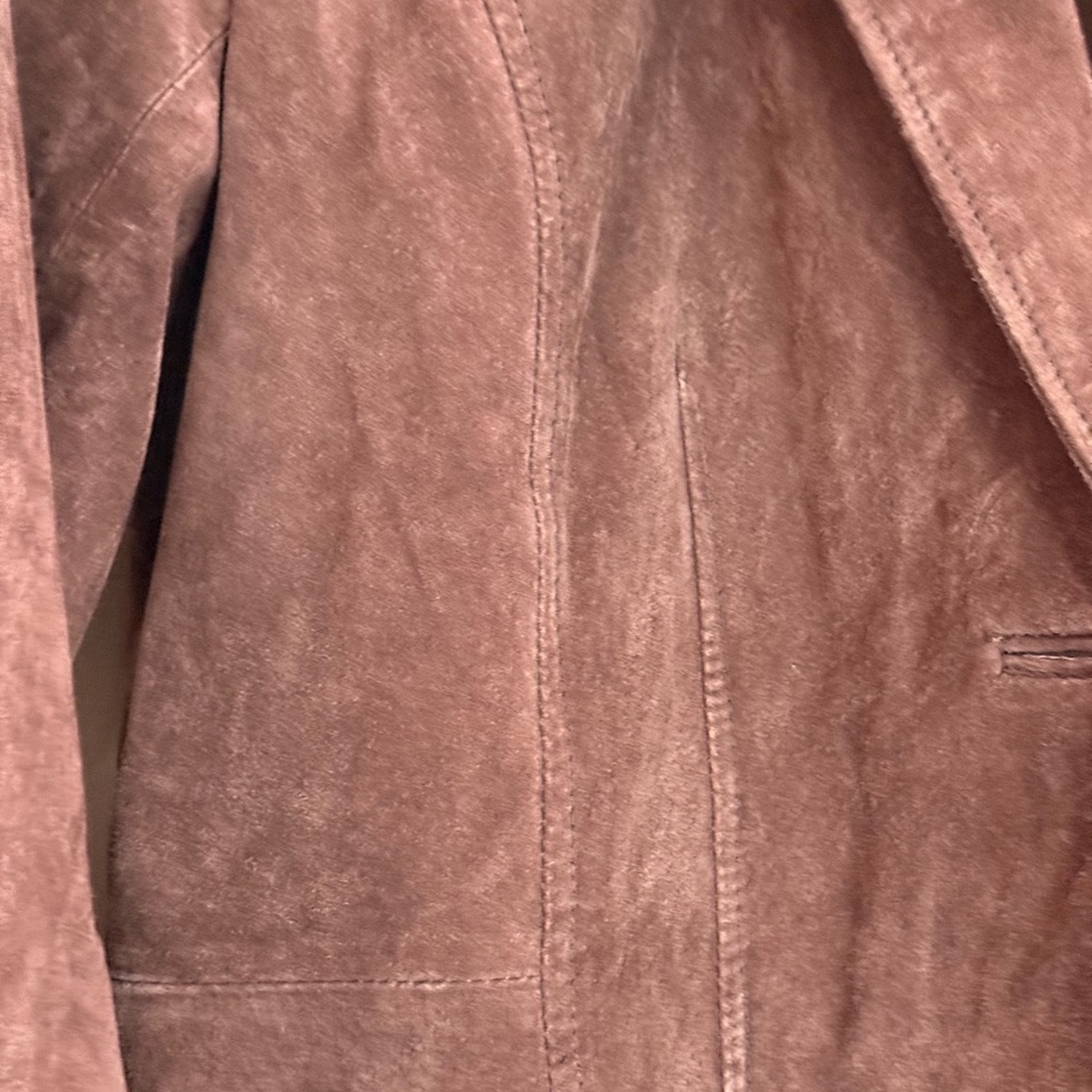 Relativity Single Button Brown Suede Lined Jacket… - image 2